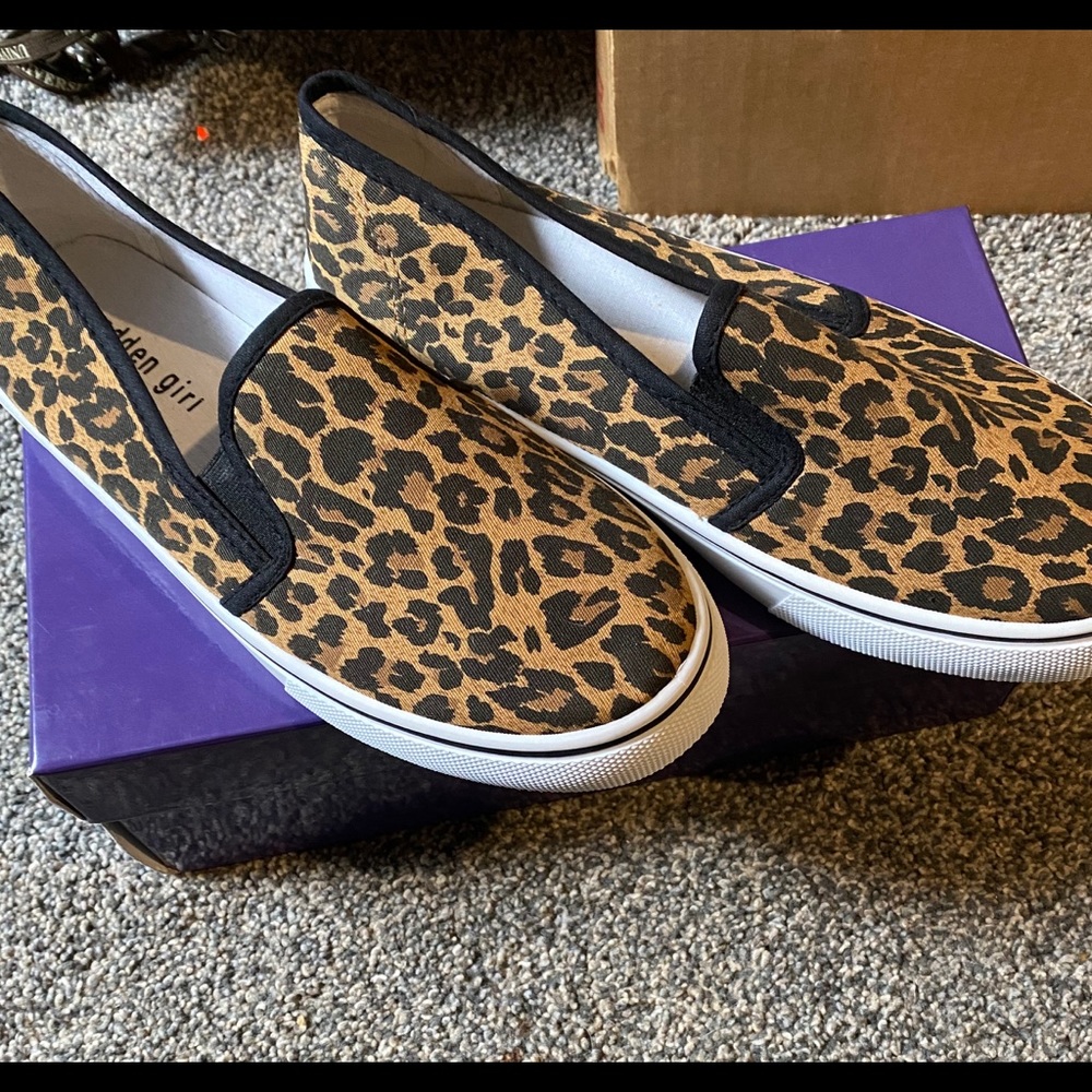 Leopard print slip on sneakers